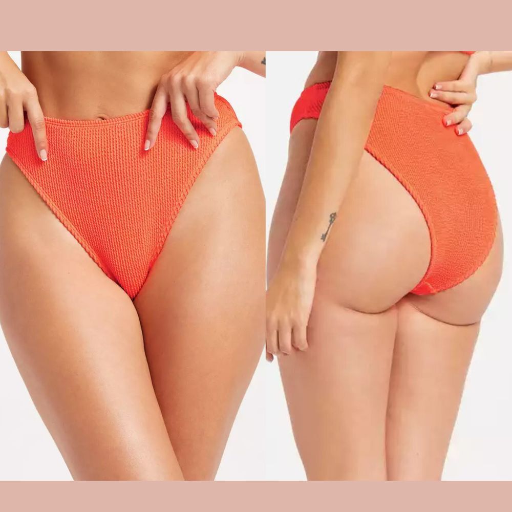 NEW Good American [ 5/6 ] Always Fits Good Waist Cheeky Bottoms Hot Coral‎ 6377